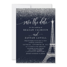 Cartão de Salvar a Data da Torre Eiffel de Paris e