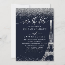 Cartão de Salvar a Data da Torre Eiffel de Paris e