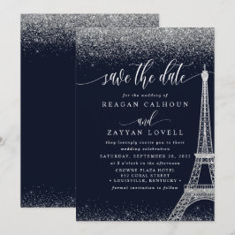 Cartão de Salvar a Data da Torre Eiffel de Paris e