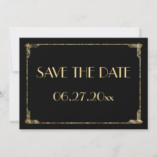Cartão de Salvar a Data de Casamento Art Deco com 