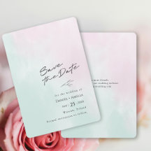 Cartão de Salvar a Data de Casamento com Aquarela 