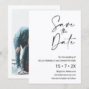 Cartão de Salvar a Data de Casamento com Caligrafi