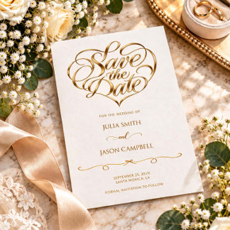 Cartão de Salvar a Data de Casamento com Coração e