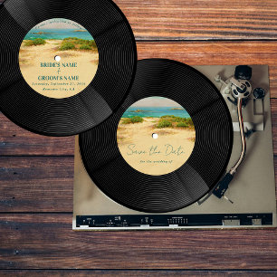 Cartão de Salvar a Data de Casamento com Disco de