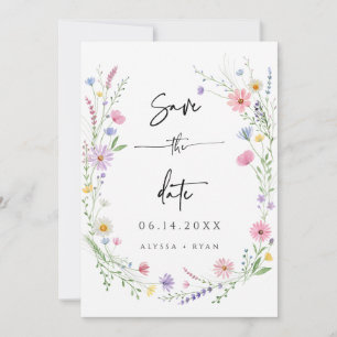Cartão de Salvar a Data de Casamento com Flor Silv