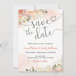 Cartão de Salvar a Data de Casamento com Flores Ro