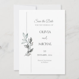 Cartão de Salvar a Data de Casamento com Folhagem