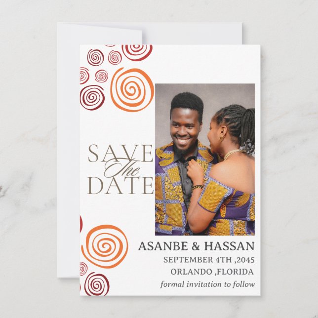 Cartão de Salvar a Data de Casamento com Forma Afr (Frente)