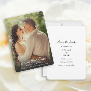 Cartão de Salvar a Data de Casamento com Foto Comp