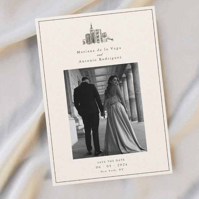 Cartão de Salvar a Data de Casamento com Foto de N (Criador carregado)