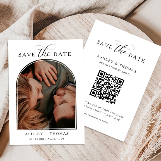 Cartão de Salvar a Data de Casamento com Foto e Le (Criador carregado)