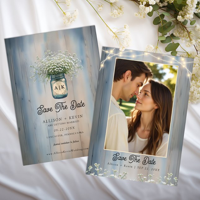 Cartão de Salvar a Data de Casamento com Foto em A (Country Wedding Photo Save The Date)