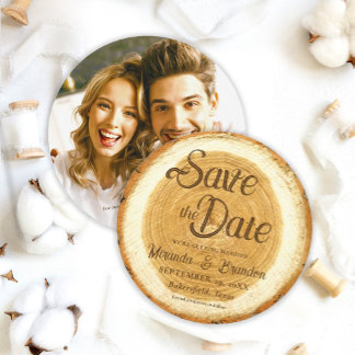 Cartão de Salvar a Data de Casamento com Foto em F
