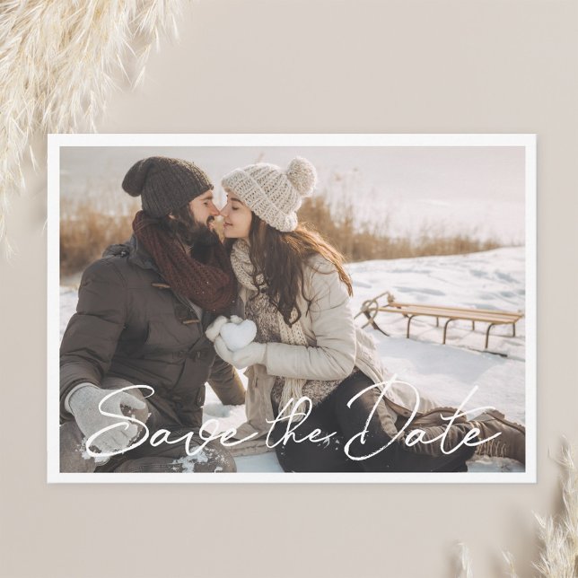 Cartão de Salvar a Data de Casamento com Foto em L (Criador carregado)