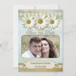 Cartão de Salvar a Data de Casamento com Foto Flor