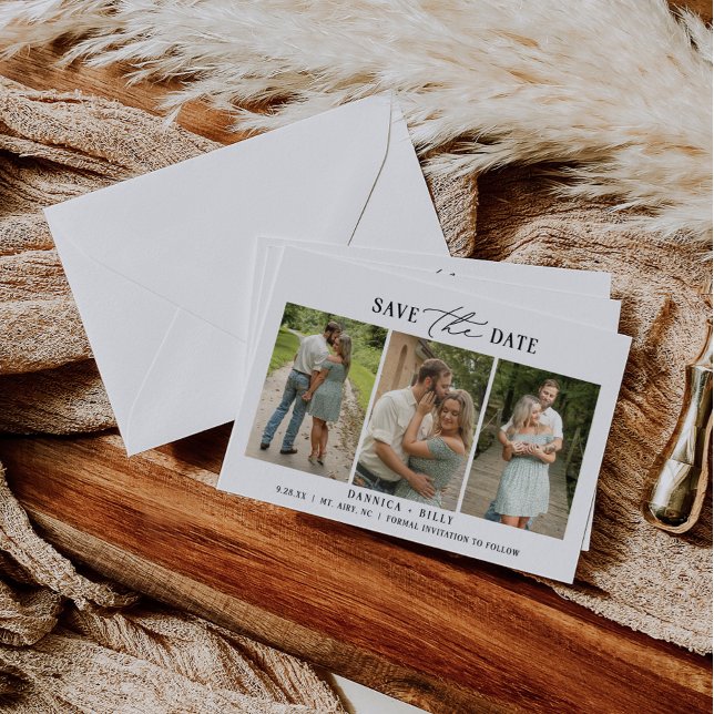 Cartão de Salvar a Data de Casamento com Foto Mini (Criador carregado)