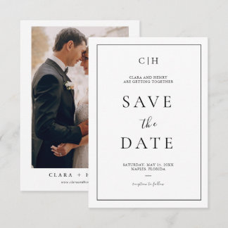 Cartão de Salvar a Data de Casamento com Foto Pret