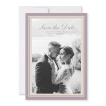 Cartão de Salvar a Data de Casamento com Foto Roxa