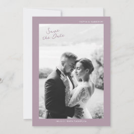 Cartão de Salvar a Data de Casamento com Foto Roxa
