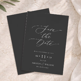 Cartão de Salvar a Data de Casamento com Letra Ele