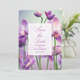 Cartão de Salvar a Data de Casamento com Orquídeas