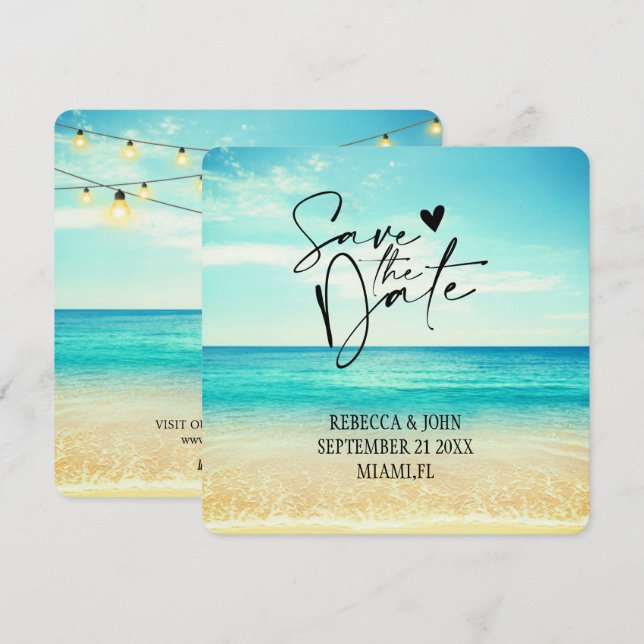 Cartão de Salvar a Data de Casamento de Verão na P (Frente/Verso)