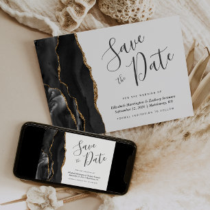 Cartão de Salvar a Data de Casamento em Ágata Dour