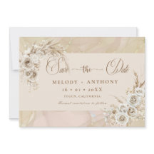 Cartão de Salvar a Data de Casamento Floral Boho B