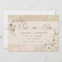 Cartão de Salvar a Data de Casamento Floral Boho B