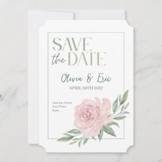 Cartão de Salvar a Data de Casamento Floral Elegan