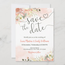 Cartão de Salvar a Data de Casamento Floral Rosa B