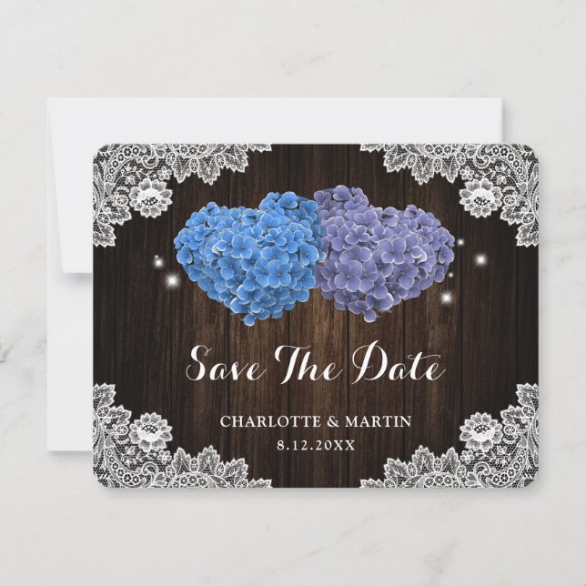 Cartão de Salvar a Data de Casamento Floral Roxo e (Frente)