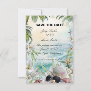 Cartão de Salvar a Data de Casamento Floral Tropic