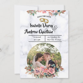 Cartão de Salvar a Data de Casamento Floral Vintag