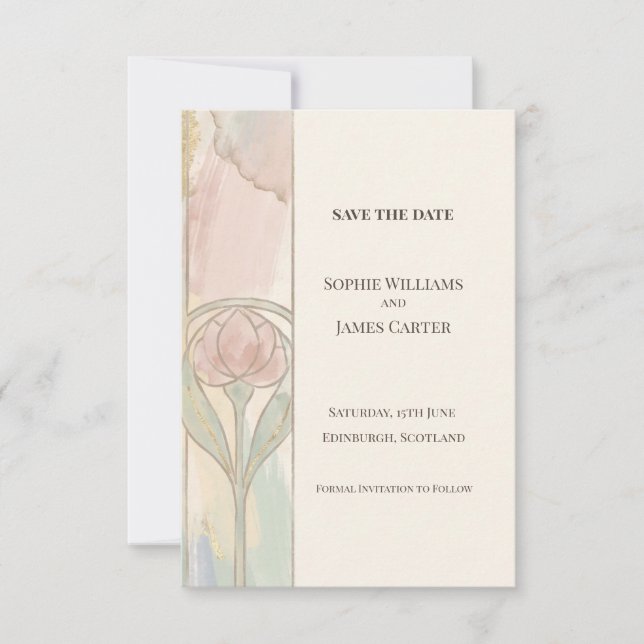 Cartão de Salvar a Data de Casamento Tulipa Blush  (Frente)