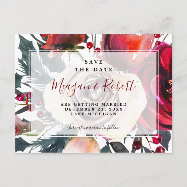 cartão de salvar a data de férias de natal de inve (Frente)