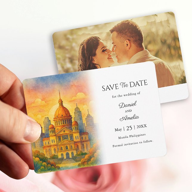 Cartão de Salvar a Data de Manila Filipinas Destin (Manila Philippines  Save the Date Card)