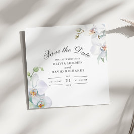 Cartão de Salvar a Data de Orquídea Branca Elegant