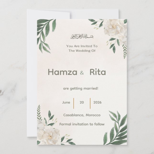 Cartão de Salvar a Data do Casamento  (Frente)