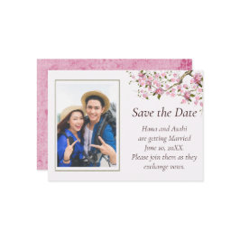 Cartão de Salvar a Data do Casamento com Flor de C