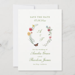 Cartão de Salvar a Data do Casamento com Flor Silv
