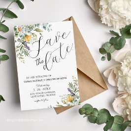 Cartão de Salvar a Data do Casamento com Flores Si
