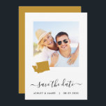 Cartão de Salvar a Data do Casamento com Foto do M<br><div class="desc">Deixe os convidados saberem para salvar a data do seu casamento com este lindo cartão de foto minimalista com um esboço do mapa do local do seu evento.</div>