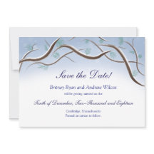 Cartão de Salvar a Data do Galho da Árvore de Neve