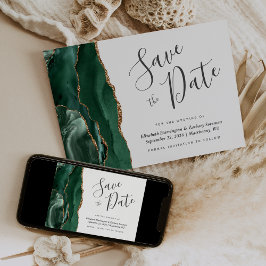 Cartão de Salvar a Data em Verde Esmeralda Moderno