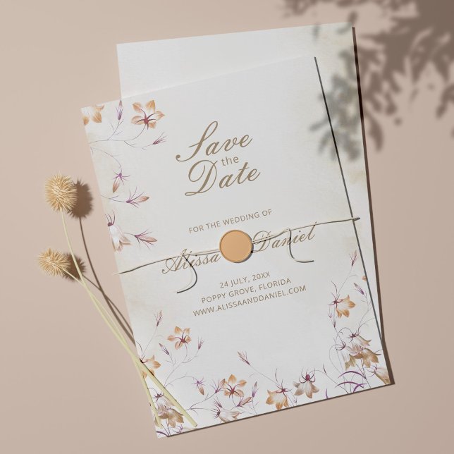 Cartão de Salvar a Data Floral Boho (Criador carregado)