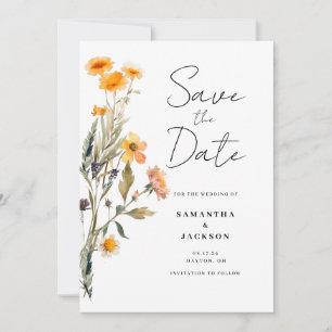 Cartão de Salvar a Data Floral de Flores Silvestre