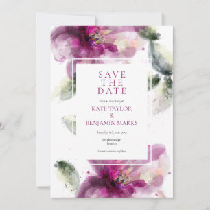 Cartão de Salvar a Data Floral Lírio Rosa Aquarela