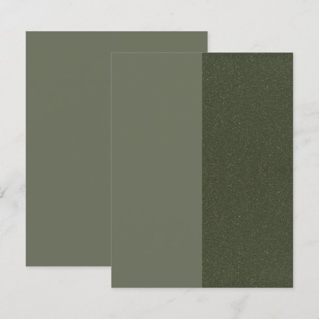 Cartão de Salvar a Data Verde Musgo com Textura Di (Frente/Verso)