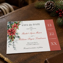 Cartão de Salvar Data de Casamento com Poinsettia 